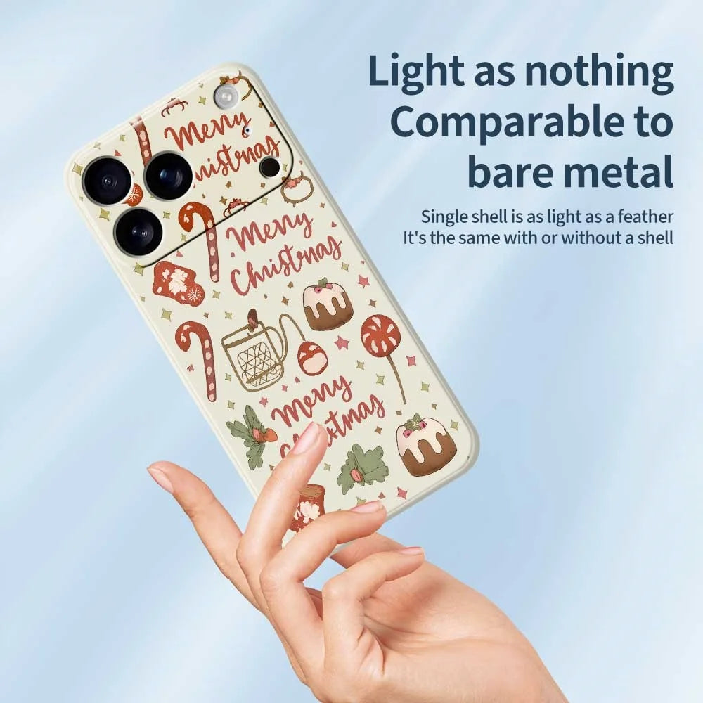 For iPhone 18 Pro / 17 Pro Case Merry Christmas Pattern Printing Straight Edge TPU Phone Back Cover - Beige - 4