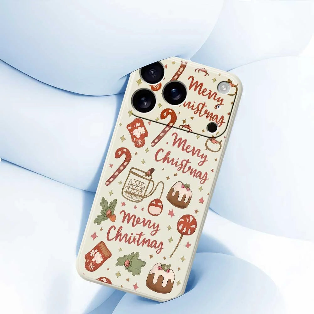 For iPhone 18 Pro / 17 Pro Case Merry Christmas Pattern Printing Straight Edge TPU Phone Back Cover - Beige - 5
