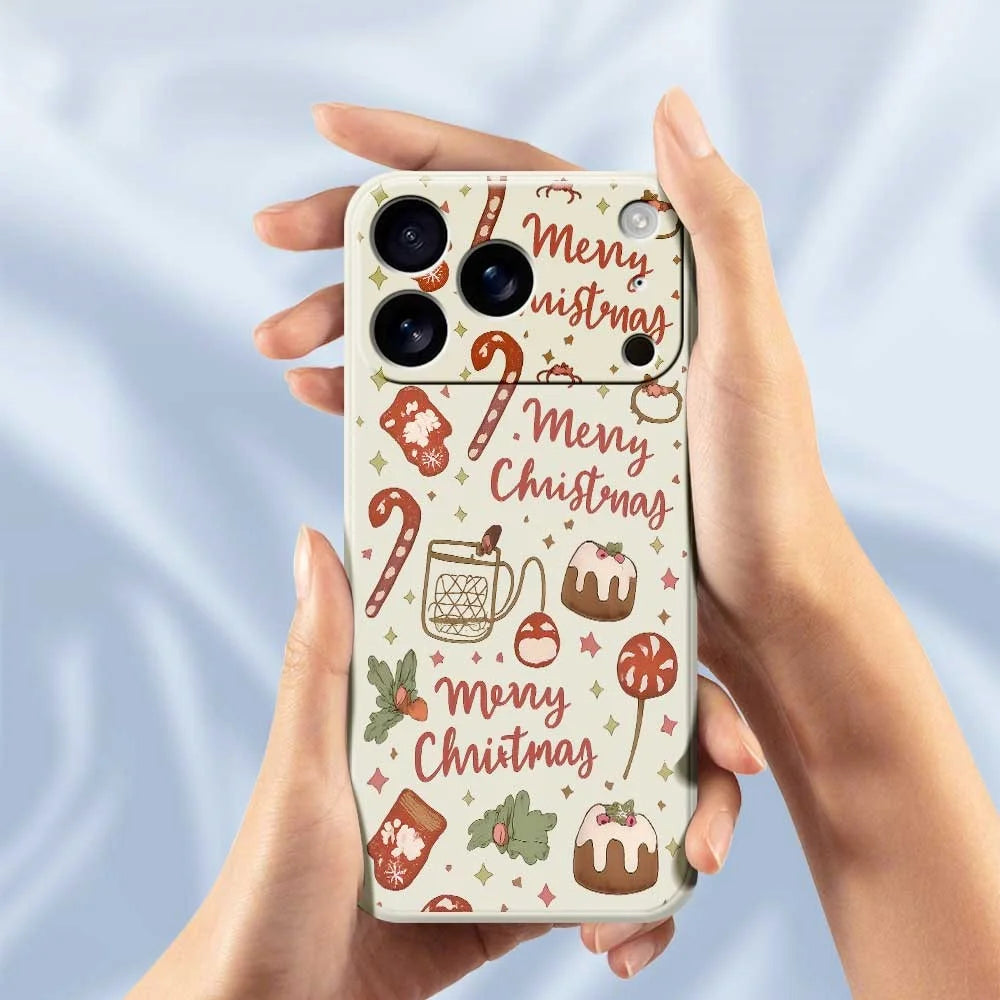 For iPhone 18 Pro / 17 Pro Case Merry Christmas Pattern Printing Straight Edge TPU Phone Back Cover - Beige - 6