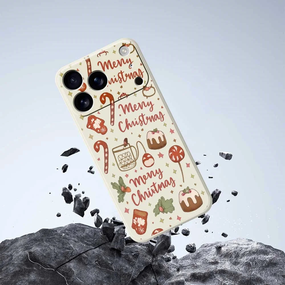 For iPhone 18 Pro / 17 Pro Case Merry Christmas Pattern Printing Straight Edge TPU Phone Back Cover - Beige - 7