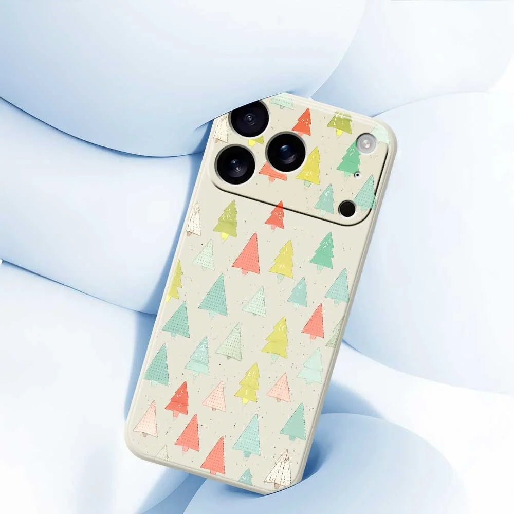 For iPhone 18 Pro / 17 Pro Case Colorful Trees Pattern Printing Straight Edge TPU Phone Back Cover - Beige - 5