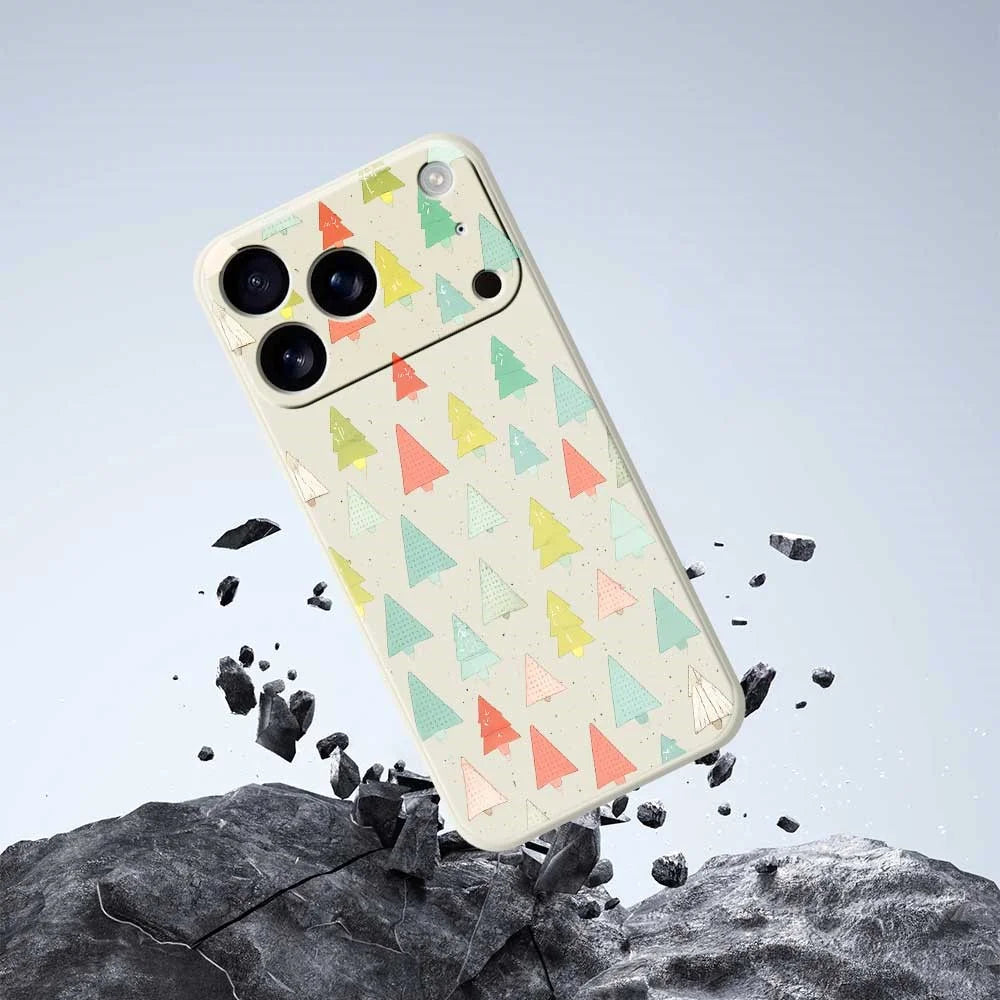 For iPhone 18 Pro / 17 Pro Case Colorful Trees Pattern Printing Straight Edge TPU Phone Back Cover - Beige - 7