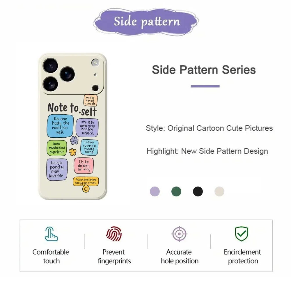 For iPhone 18 Pro / 17 Pro Case Colored Sticky Notes Pattern Printing Straight Edge TPU Phone Back Cover - Beige - 2