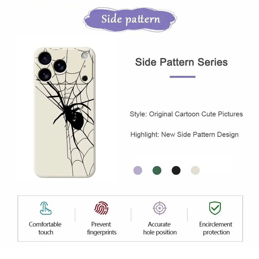 For iPhone 18 Pro / 17 Pro Case Spider Pattern Printing Straight Edge TPU Phone Back Cover - Beige - 2