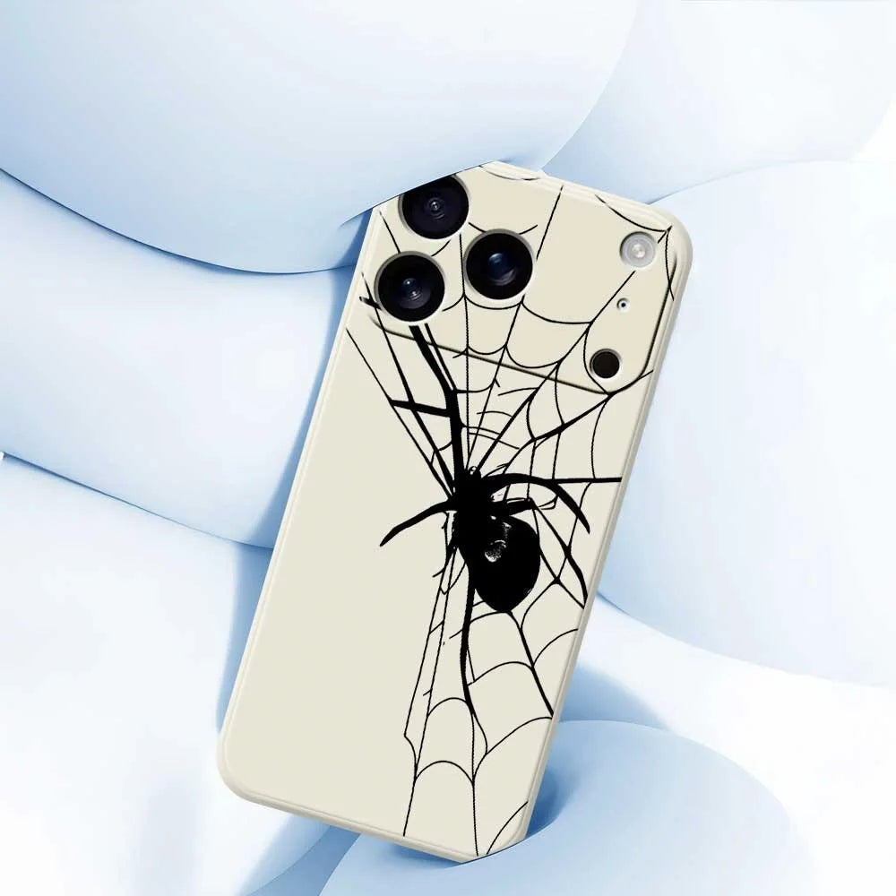 For iPhone 18 Pro / 17 Pro Case Spider Pattern Printing Straight Edge TPU Phone Back Cover - Beige - 5
