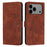 For iPhone 18 Pro Max / 17 Pro Max Stand Case PU Leather Phone Cover Imprinted Heart Pattern - Brown - 1