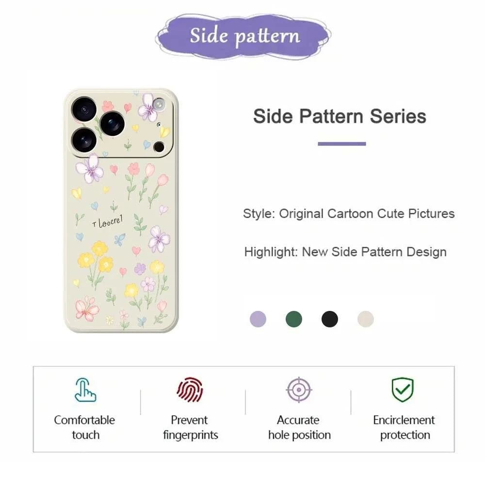 For iPhone 18 Pro / 17 Pro Case Small Flowers Pattern Printing Straight Edge TPU Phone Back Cover - Beige - 2