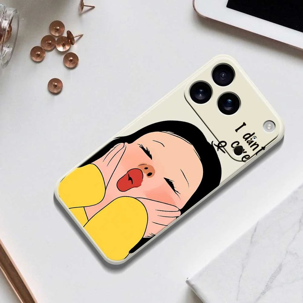 For iPhone 18 Pro / 17 Pro Case Girl Holding Face Pattern Printing Straight Edge TPU Phone Back Cover - Green - 6