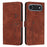 For iPhone Air Stand Case PU Leather Phone Cover Imprinted Heart Pattern - Brown - 1