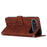 For iPhone Air Stand Case PU Leather Phone Cover Imprinted Heart Pattern - Brown - 4