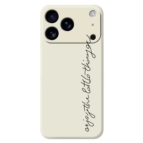 For iPhone 18 Pro / 17 Pro Case WordArt Pattern Printing Straight Edge TPU Phone Back Cover - Beige - 1