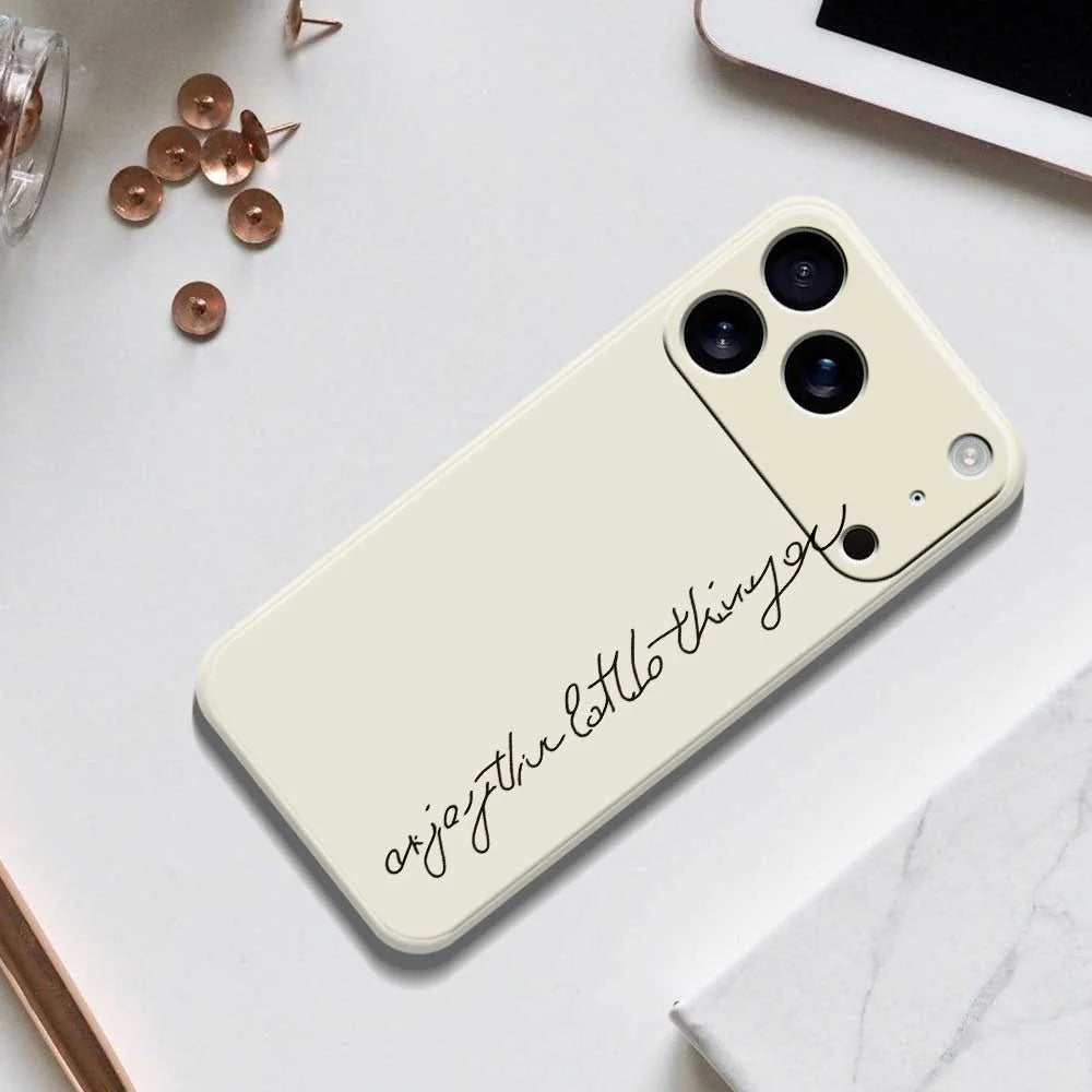 For iPhone 18 Pro / 17 Pro Case WordArt Pattern Printing Straight Edge TPU Phone Back Cover - Beige - 6