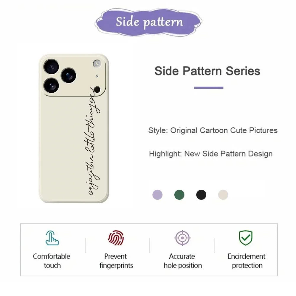For iPhone 18 Pro / 17 Pro Case WordArt Pattern Printing Straight Edge TPU Phone Back Cover - Beige - 7
