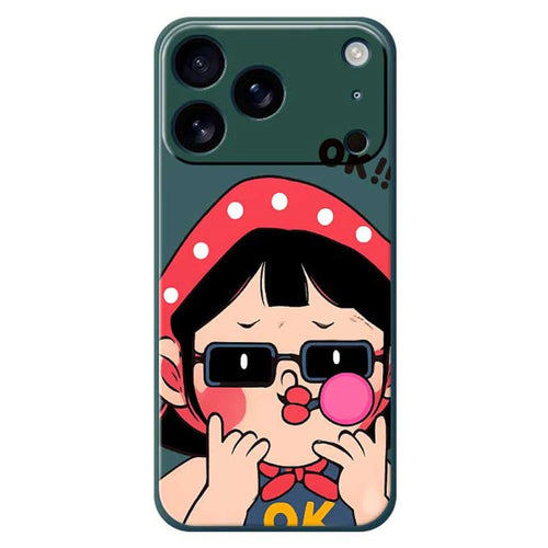 For iPhone 18 Pro / 17 Pro Case Cute Kid Pattern Printing Straight Edge TPU Phone Back Cover - Green - 1