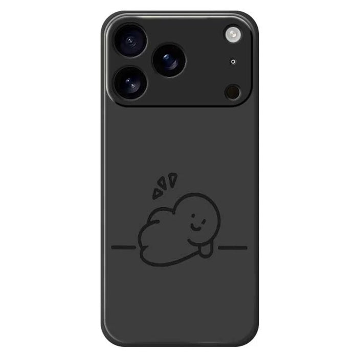 For iPhone 18 Pro / 17 Pro Case Stick Figure Pattern Printing Straight Edge TPU Phone Back Cover - Black - 1