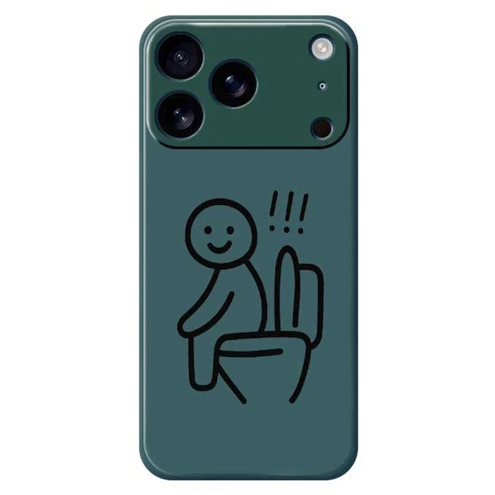 For iPhone 18 Pro / 17 Pro Case Stickman Toilet Pattern Printing Straight Edge TPU Phone Back Cover - Green - 1