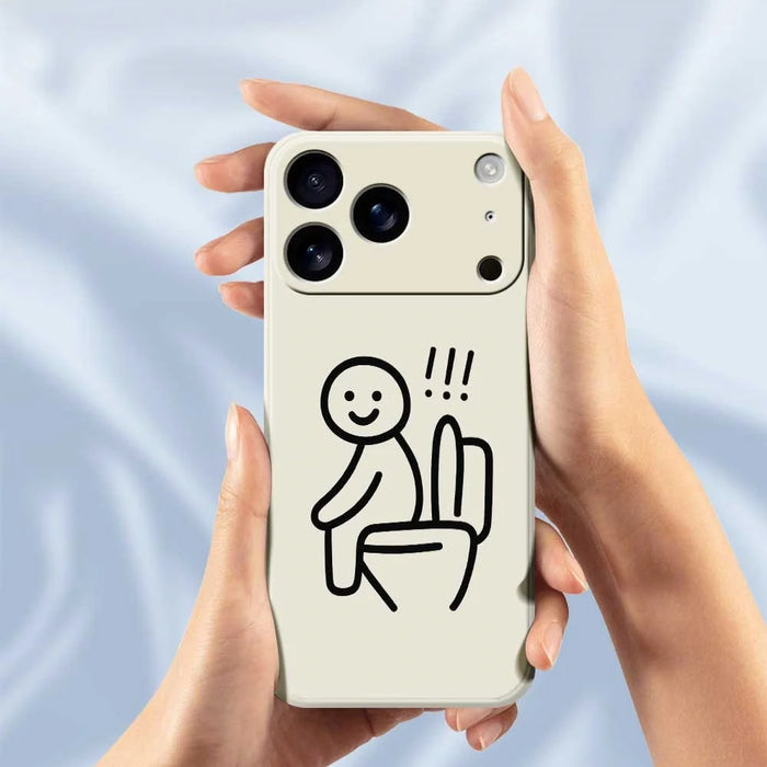 For iPhone 18 Pro / 17 Pro Case Stickman Toilet Pattern Printing Straight Edge TPU Phone Back Cover - Green - 4