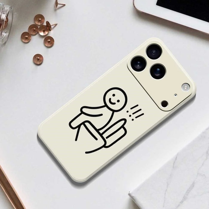 For iPhone 18 Pro / 17 Pro Case Stickman Toilet Pattern Printing Straight Edge TPU Phone Back Cover - Green - 6