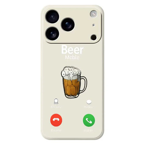 For iPhone 18 Pro / 17 Pro Case Beer Pattern Printing Straight Edge TPU Phone Back Cover - Beige - 1