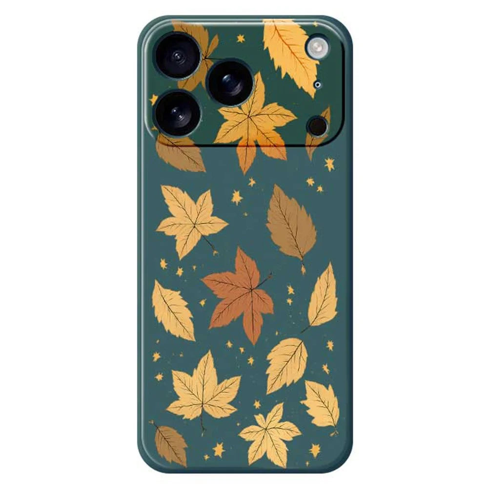 For iPhone 18 Pro / 17 Pro Case Maple Leaves Pattern Printing Straight Edge TPU Phone Back Cover - Green - 1