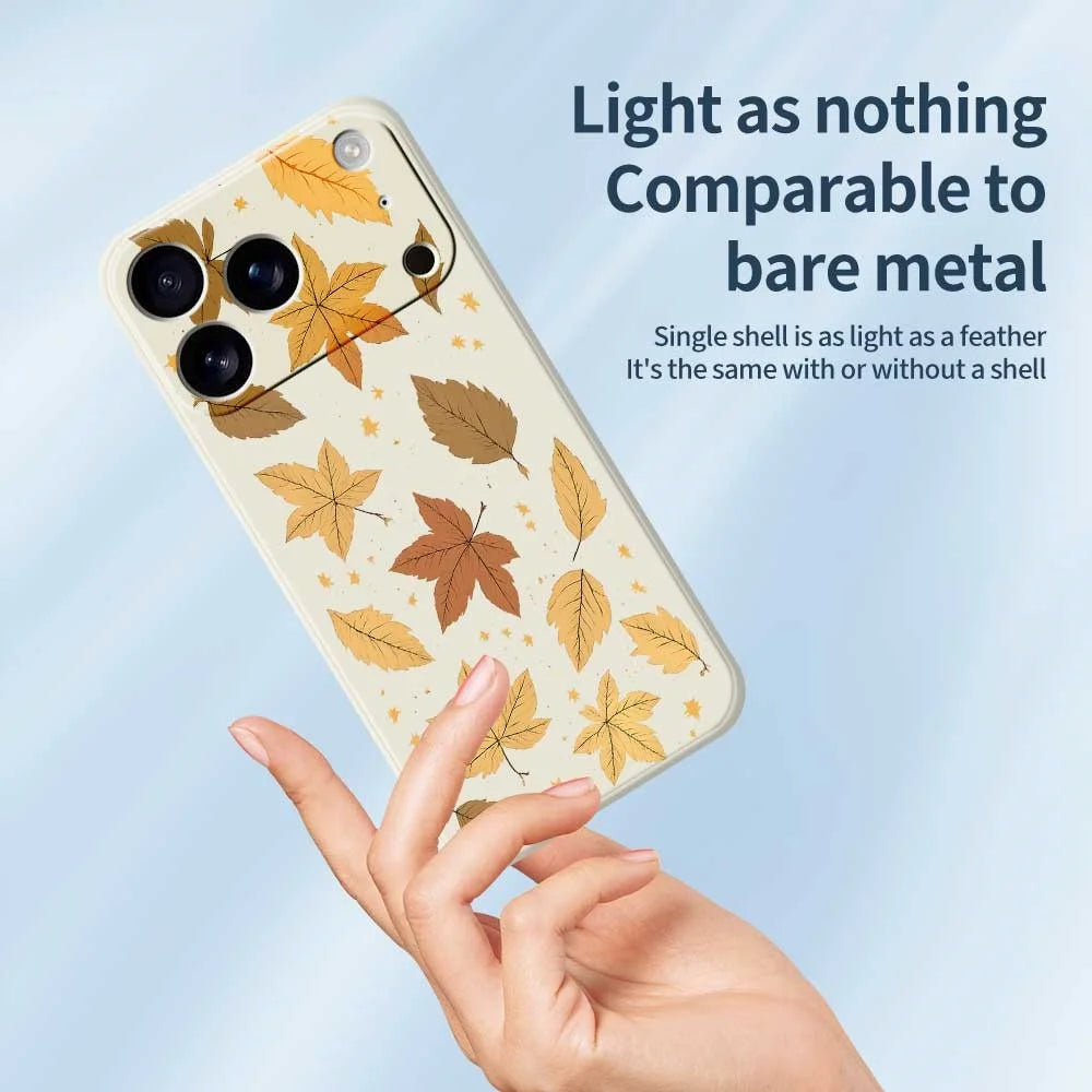 For iPhone 18 Pro / 17 Pro Case Maple Leaves Pattern Printing Straight Edge TPU Phone Back Cover - Green - 3