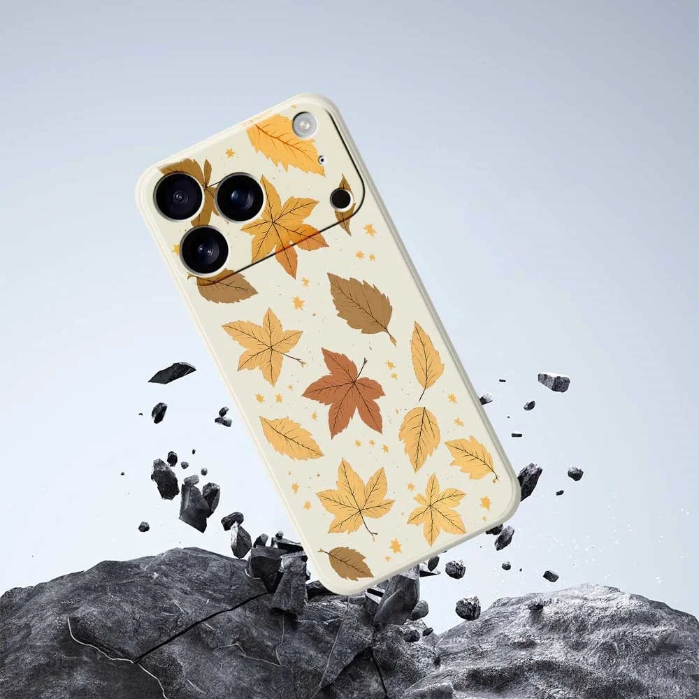 For iPhone 18 Pro / 17 Pro Case Maple Leaves Pattern Printing Straight Edge TPU Phone Back Cover - Green - 5