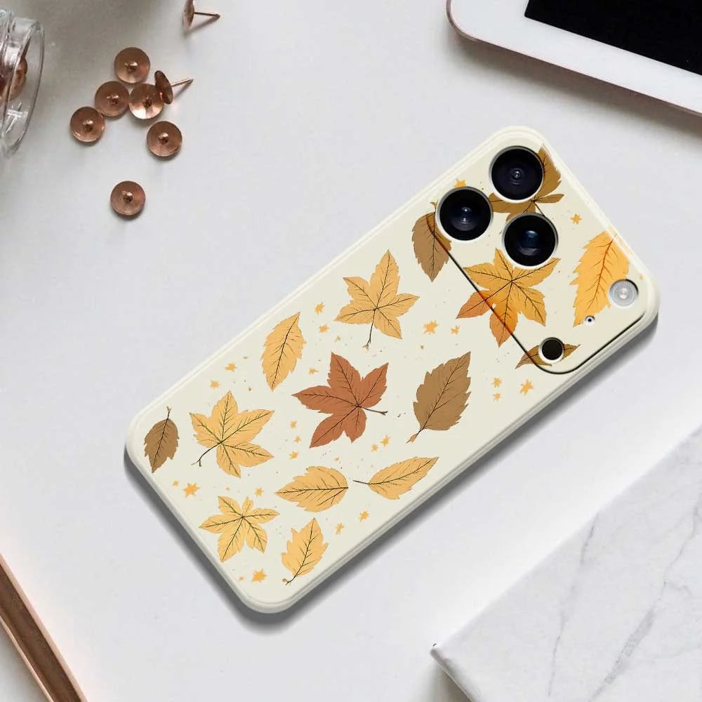 For iPhone 18 Pro / 17 Pro Case Maple Leaves Pattern Printing Straight Edge TPU Phone Back Cover - Green - 6
