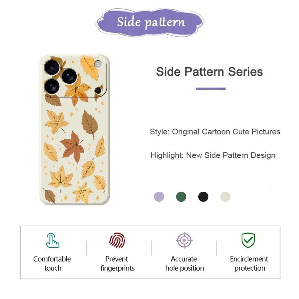 For iPhone 18 Pro / 17 Pro Case Maple Leaves Pattern Printing Straight Edge TPU Phone Back Cover - Green - 7