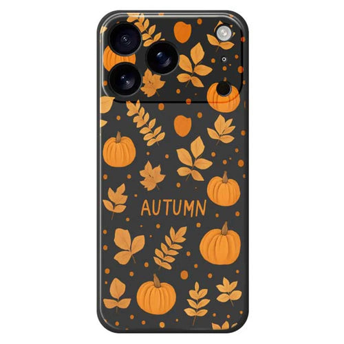 For iPhone 18 Pro / 17 Pro Case Autumn Theme Pattern Printing Straight Edge TPU Phone Back Cover - Black - 1