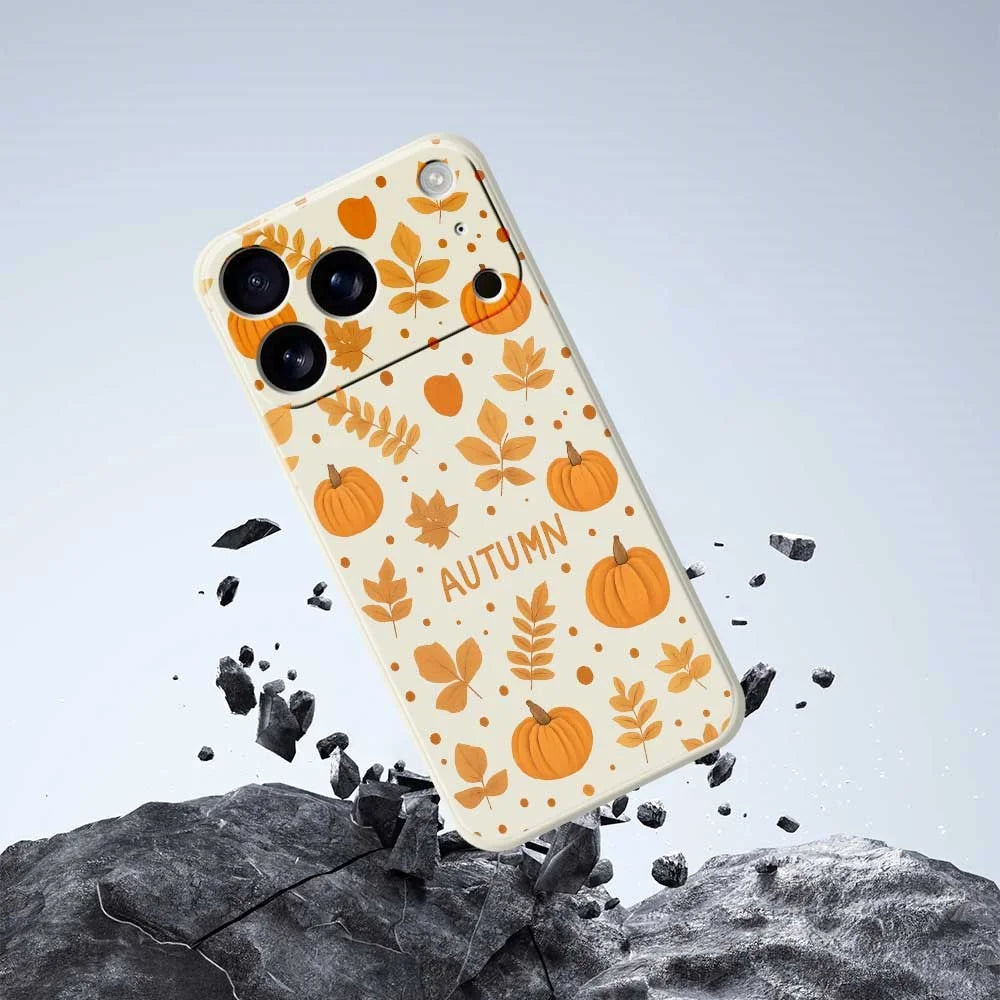 For iPhone 18 Pro / 17 Pro Case Autumn Theme Pattern Printing Straight Edge TPU Phone Back Cover - Black - 5