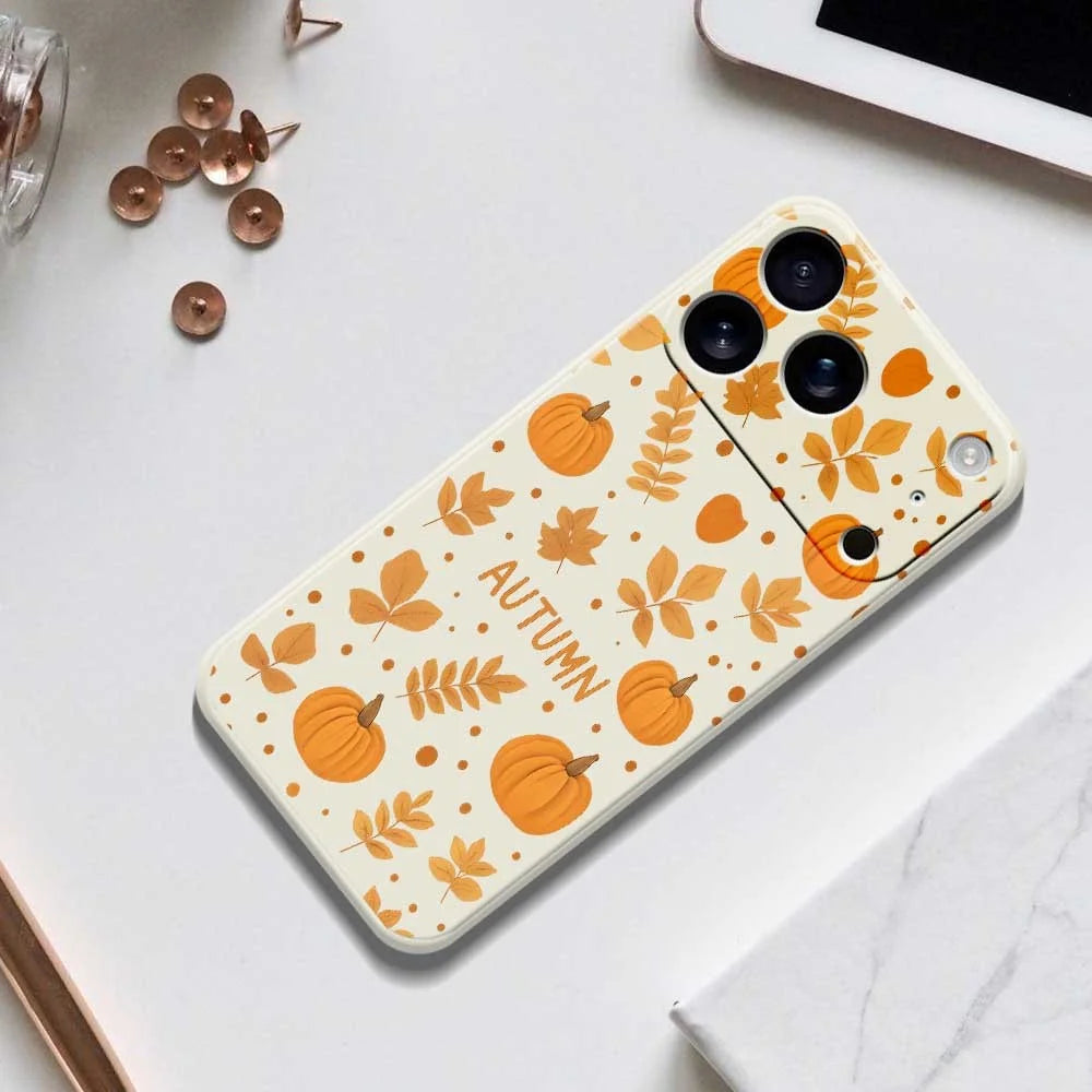 For iPhone 18 Pro / 17 Pro Case Autumn Theme Pattern Printing Straight Edge TPU Phone Back Cover - Black - 6