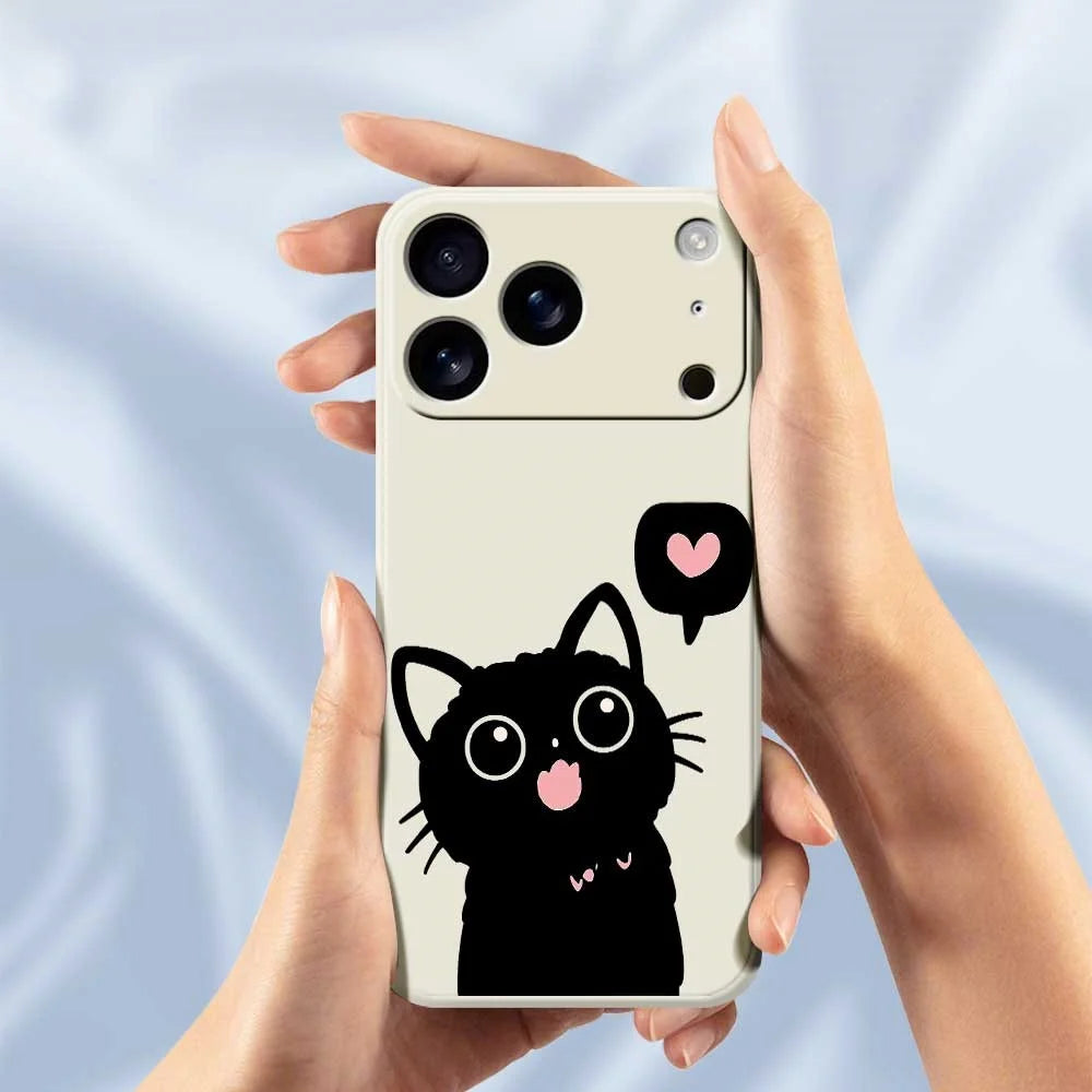 For iPhone 18 Pro / 17 Pro Case Love Black Cat Pattern Printing Straight Edge TPU Phone Back Cover - Green - 4