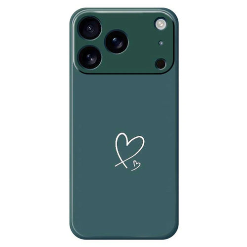For iPhone 18 Pro / 17 Pro Case White Love Pattern Printing Straight Edge TPU Phone Back Cover - Green - 1