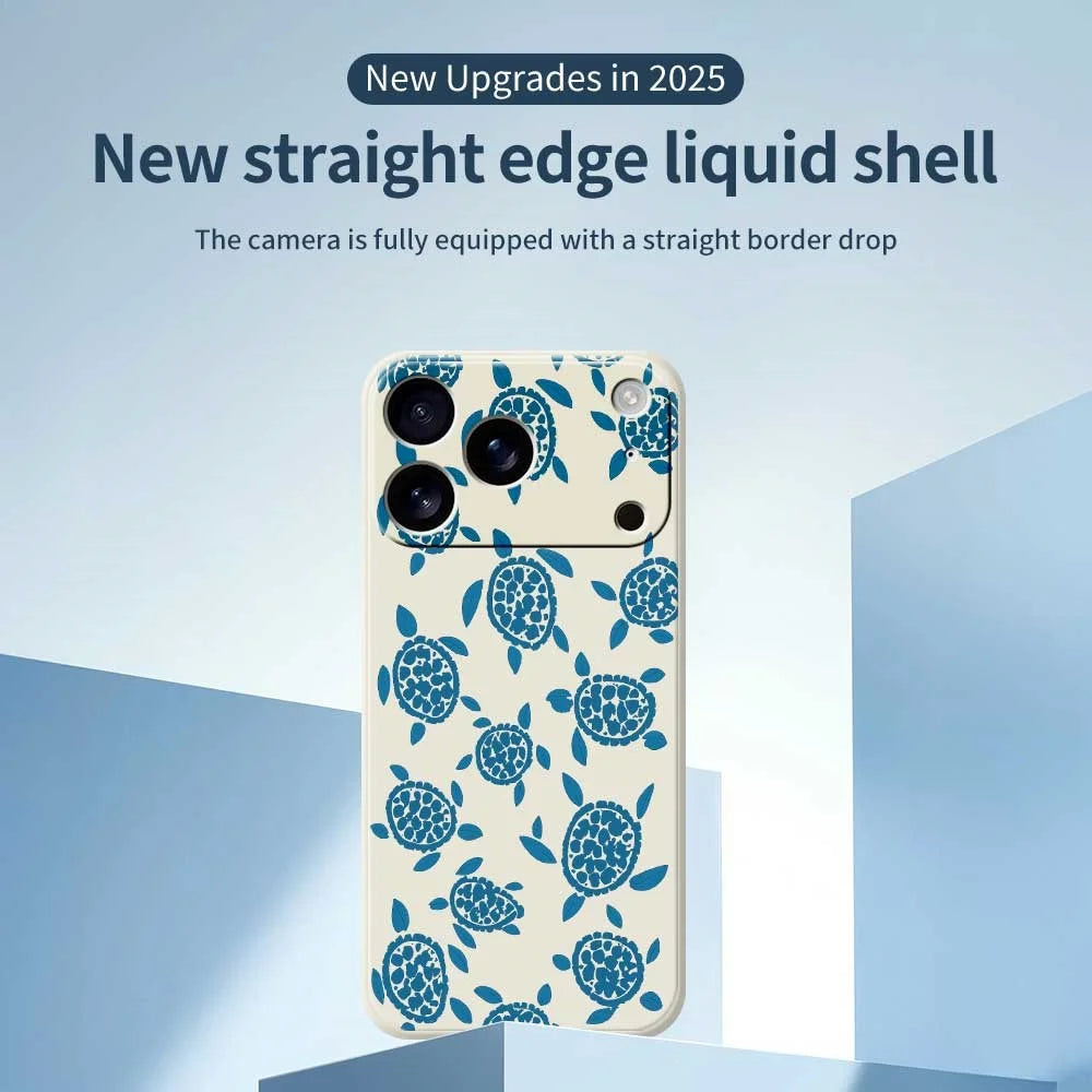 For iPhone 18 Pro / 17 Pro Case Blue Turtle Pattern Printing Straight Edge TPU Phone Back Cover - Green - 2