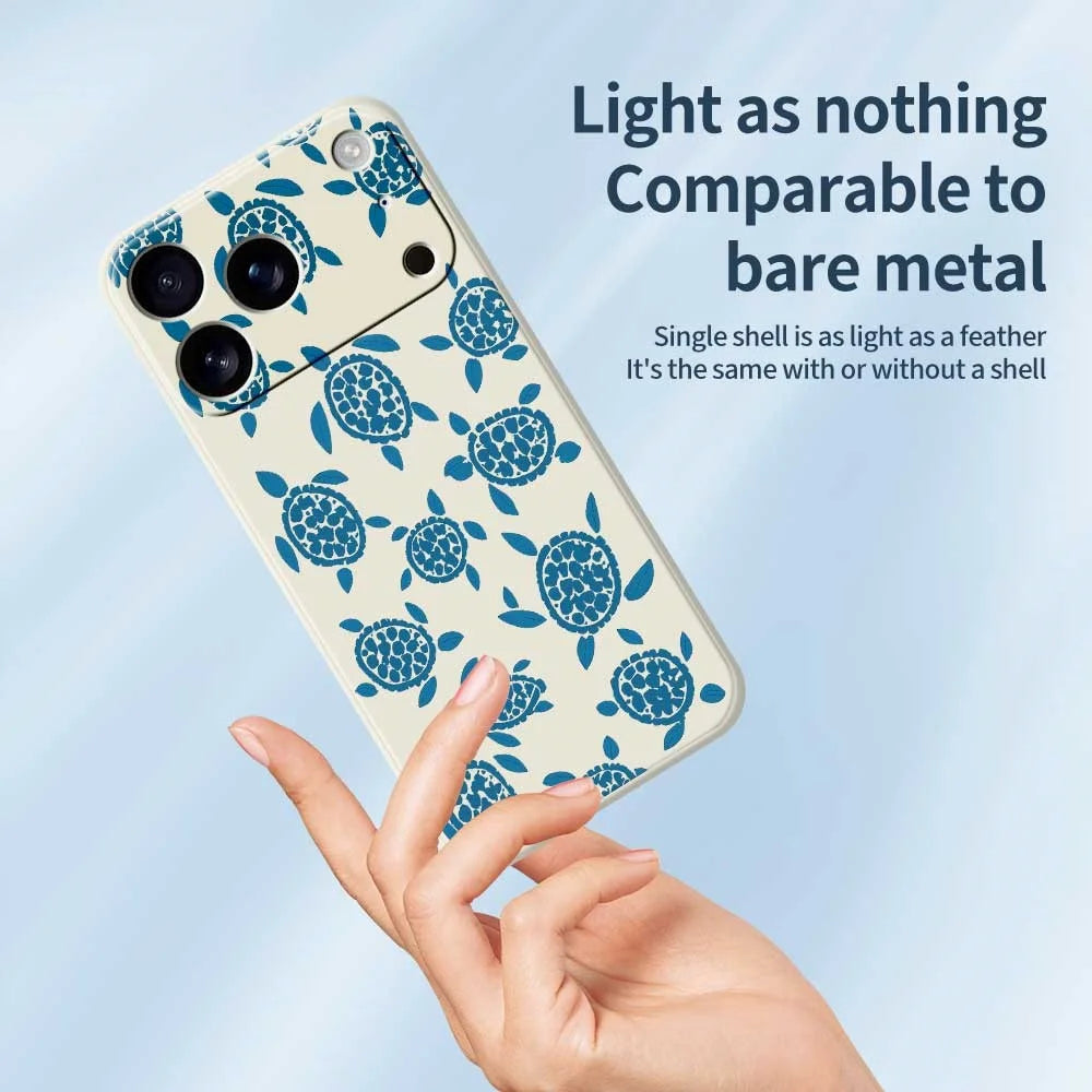 For iPhone 18 Pro / 17 Pro Case Blue Turtle Pattern Printing Straight Edge TPU Phone Back Cover - Green - 3