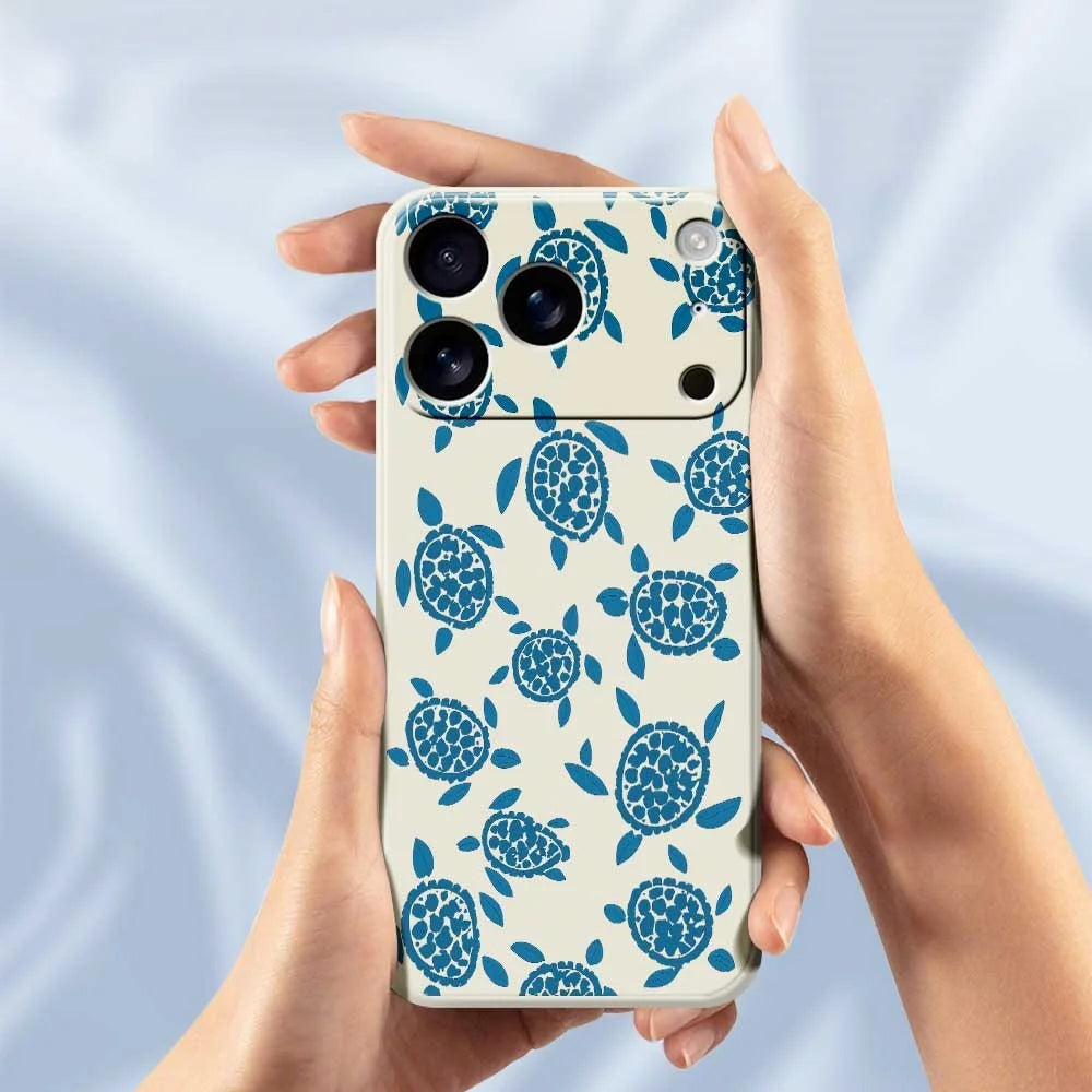 For iPhone 18 Pro / 17 Pro Case Blue Turtle Pattern Printing Straight Edge TPU Phone Back Cover - Green - 4