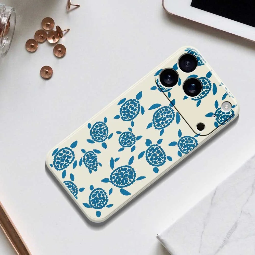 For iPhone 18 Pro / 17 Pro Case Blue Turtle Pattern Printing Straight Edge TPU Phone Back Cover - Green - 6