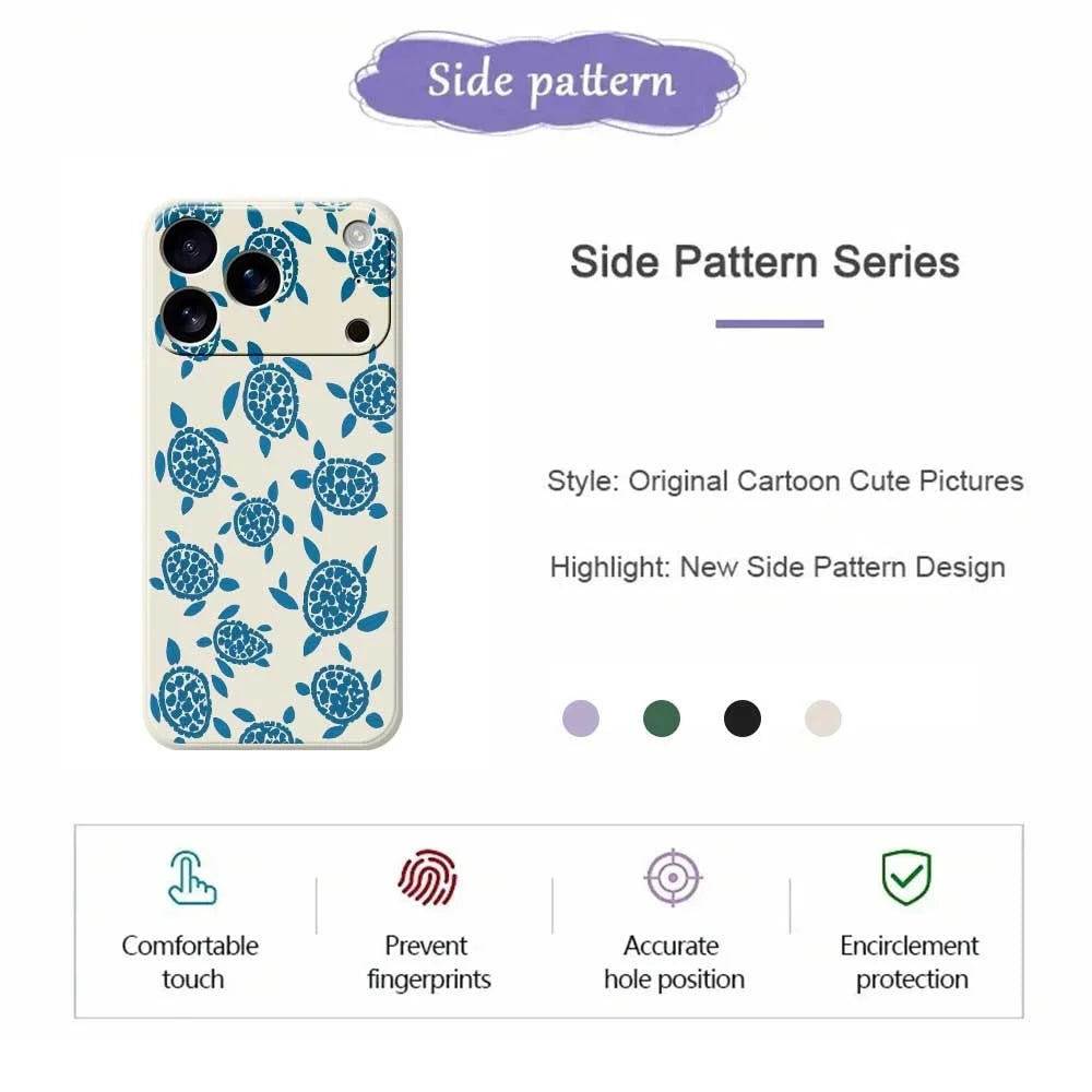 For iPhone 18 Pro / 17 Pro Case Blue Turtle Pattern Printing Straight Edge TPU Phone Back Cover - Green - 7