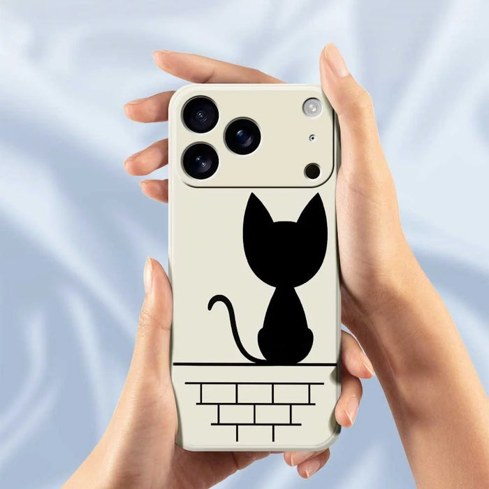 For iPhone 18 Pro / 17 Pro Case Black Cat on the Wall Pattern Printing Straight Edge TPU Phone Back Cover - Green - 4