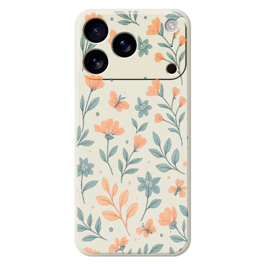 For iPhone 18 Pro / 17 Pro Case Yellow Flowers Pattern Printing Straight Edge TPU Phone Back Cover - Beige - 1