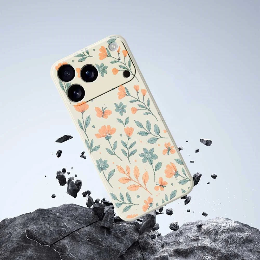For iPhone 18 Pro / 17 Pro Case Yellow Flowers Pattern Printing Straight Edge TPU Phone Back Cover - Beige - 5