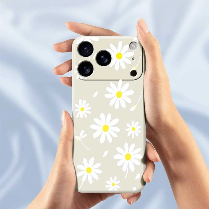 For iPhone 18 Pro / 17 Pro Case White Daisy Pattern Printing Straight Edge TPU Phone Back Cover - Green - 4