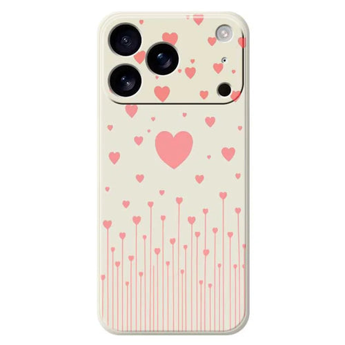 For iPhone 18 Pro / 17 Pro Case Pink Love Pattern Printing Straight Edge TPU Phone Back Cover - Beige - 1