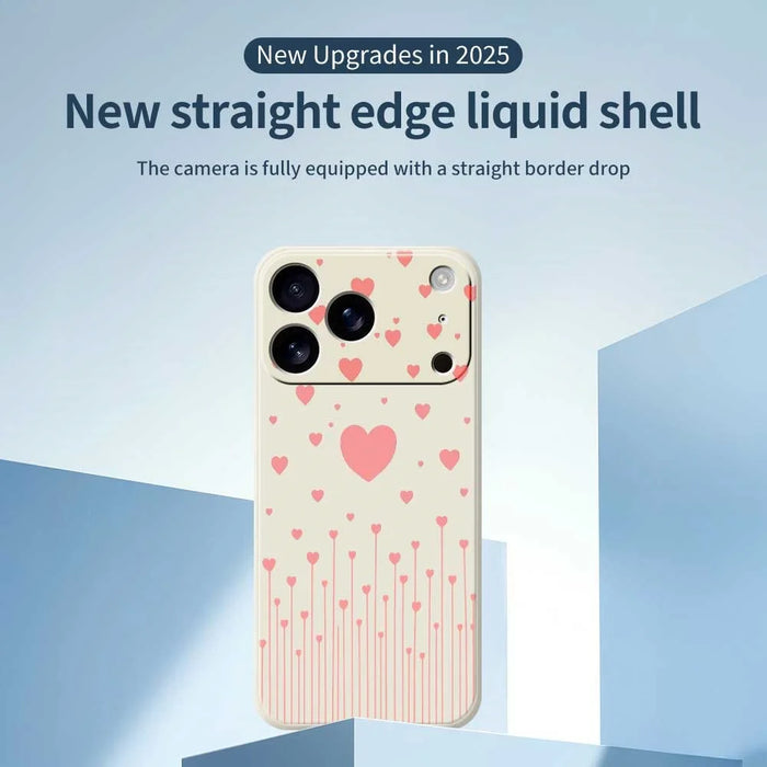 For iPhone 18 Pro / 17 Pro Case Pink Love Pattern Printing Straight Edge TPU Phone Back Cover - Beige - 2