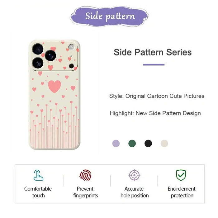 For iPhone 18 Pro / 17 Pro Case Pink Love Pattern Printing Straight Edge TPU Phone Back Cover - Beige - 7