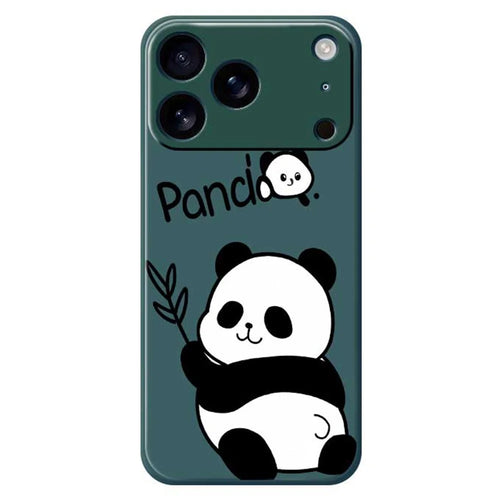 For iPhone 18 Pro / 17 Pro Case Panda Pattern Printing Straight Edge TPU Phone Back Cover - Green - 1