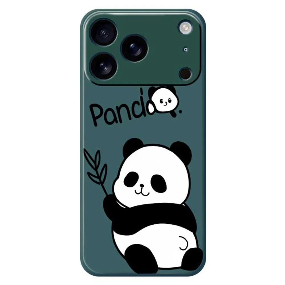 For iPhone 18 Pro / 17 Pro Case Panda Pattern Printing Straight Edge TPU Phone Back Cover - Green - 1