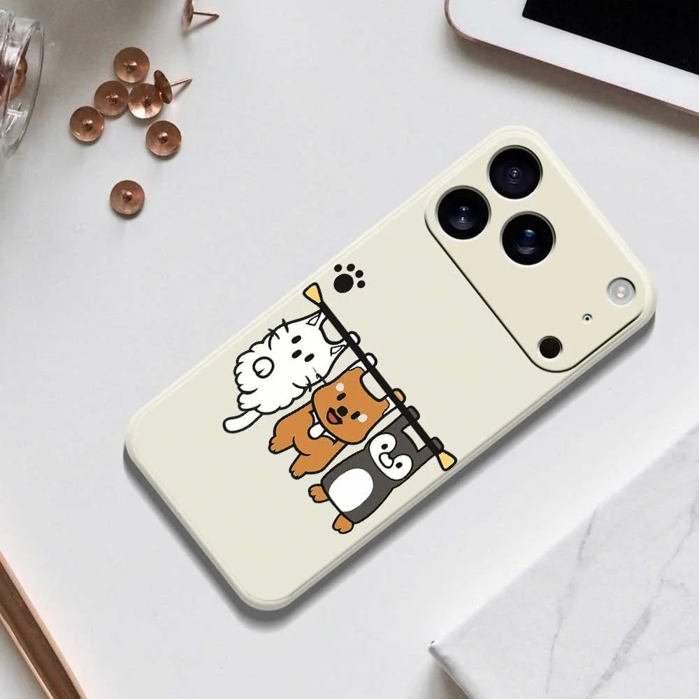 For iPhone 18 Pro / 17 Pro Case Three Animal Dolls Pattern Printing Straight Edge TPU Phone Back Cover - Green - 6