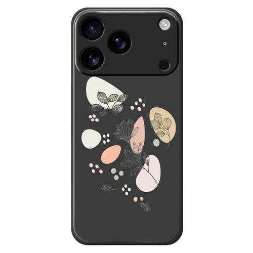 For iPhone 18 Pro / 17 Pro Case Sketch Leaves Pattern Printing Straight Edge TPU Phone Back Cover - Black - 1