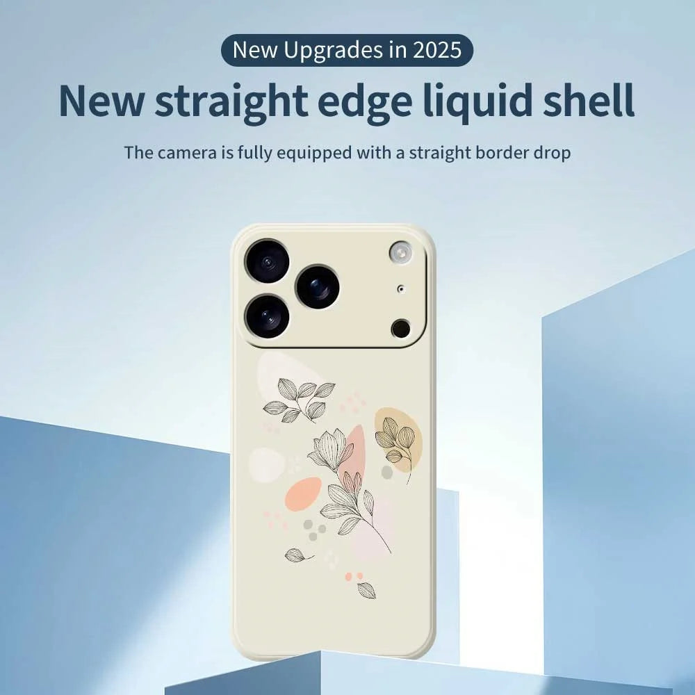 For iPhone 18 Pro / 17 Pro Case Sketch Leaves Pattern Printing Straight Edge TPU Phone Back Cover - Black - 2